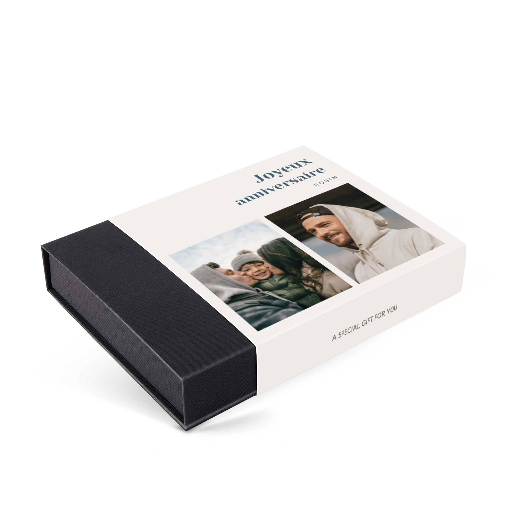 Coffret personnalisé de luxe - 25 chocolats avec une photo et un message Joyeux Anniversaire ROBIN