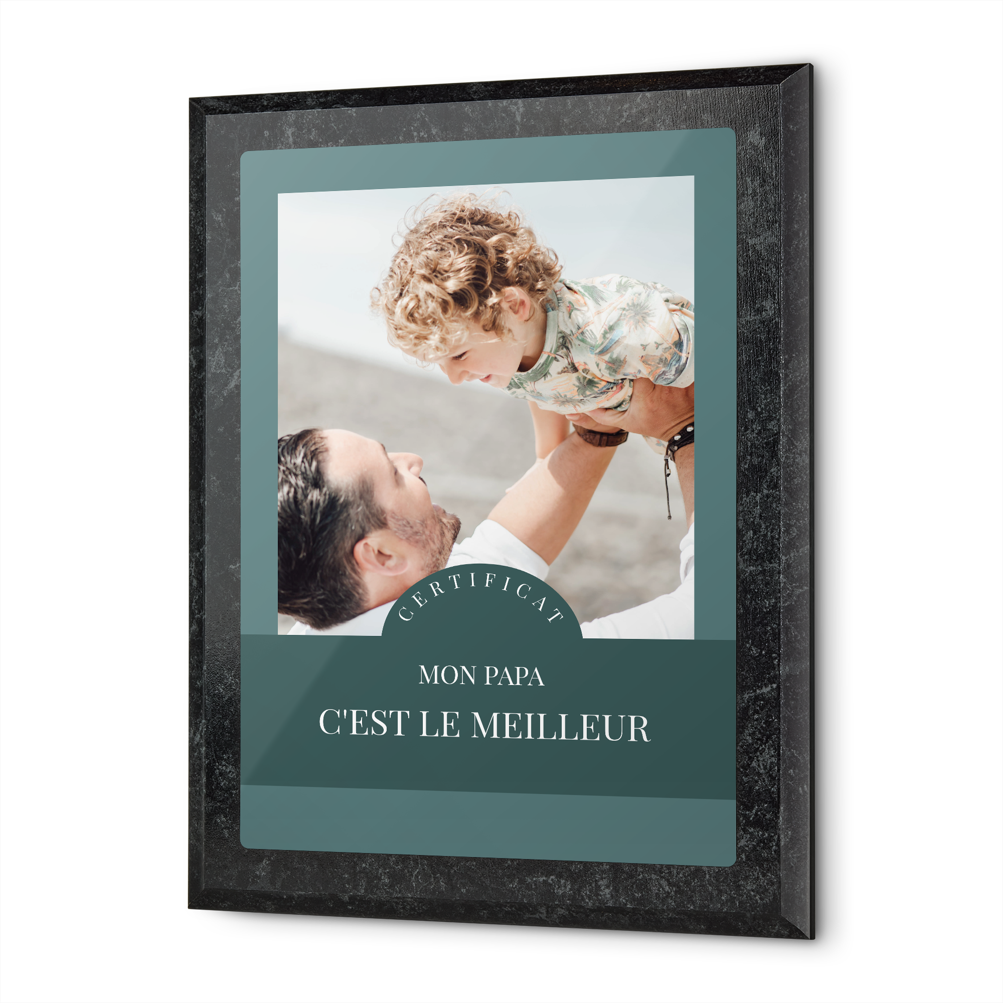 Diplôme encadré personnalisé avec photo imprimée du meilleur papa du monde