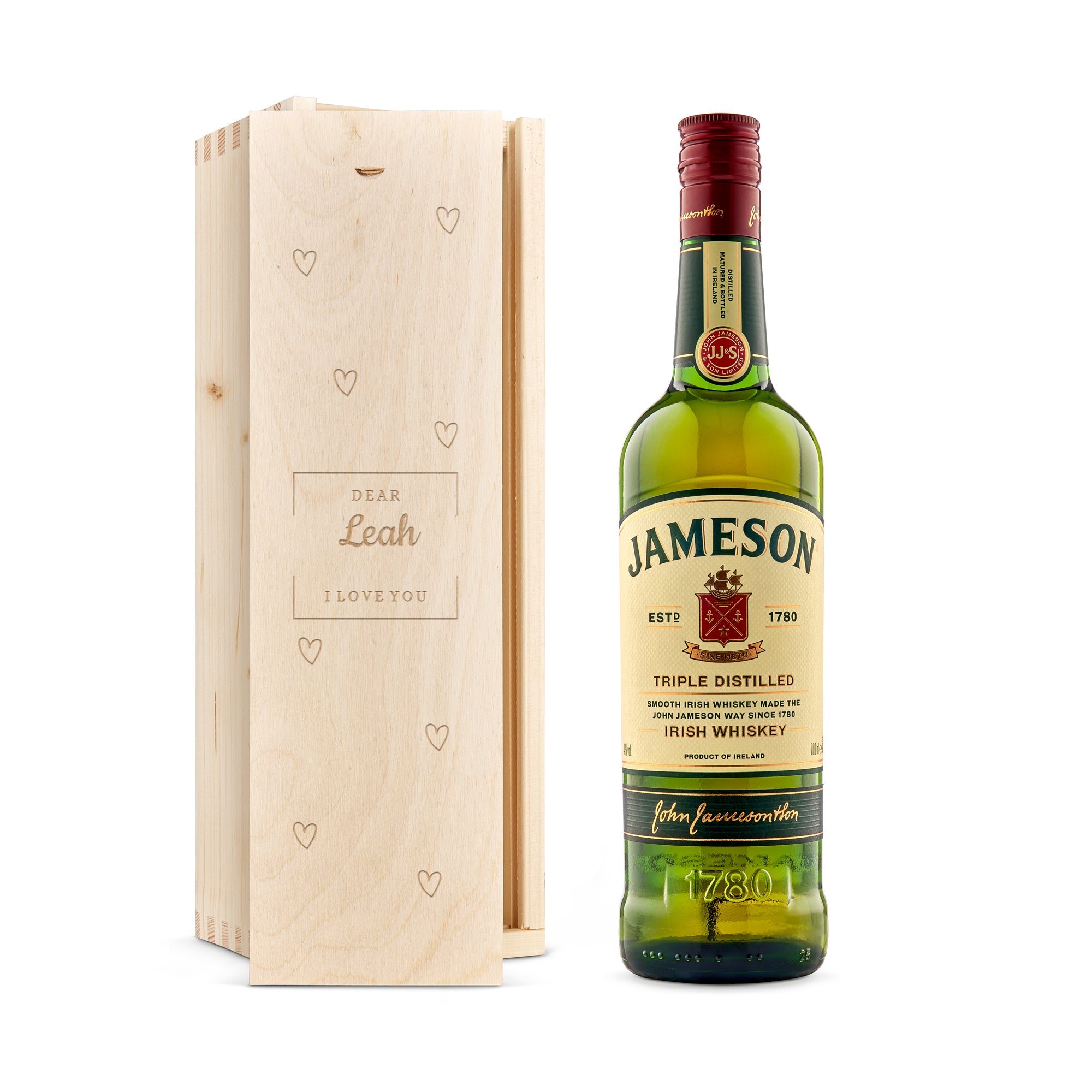 Personalised whiskey gift - Jameson - Engraved wooden case