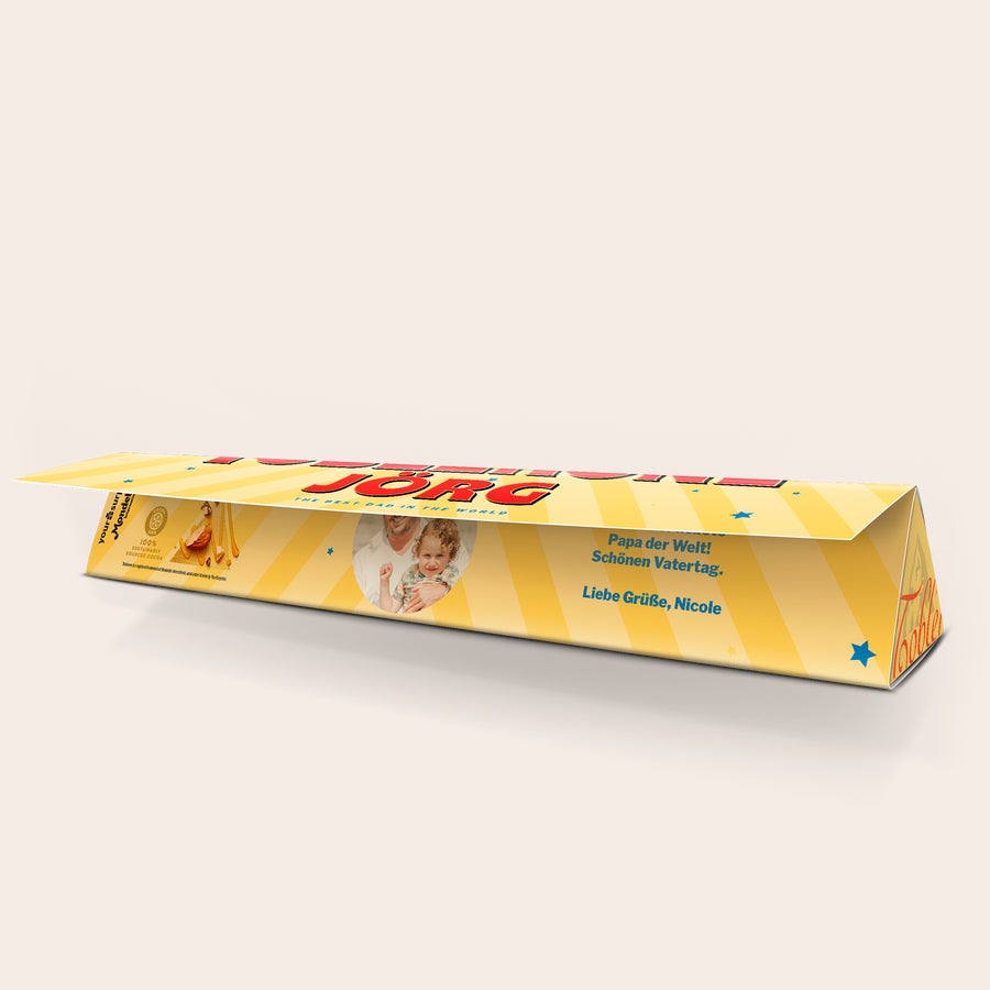 Toblerone Best Dad Personalisieren Personalisierte Toblerone Schokolade für Papa mit aufgedrucktem Foto, Namen und Vatertags-Nachricht