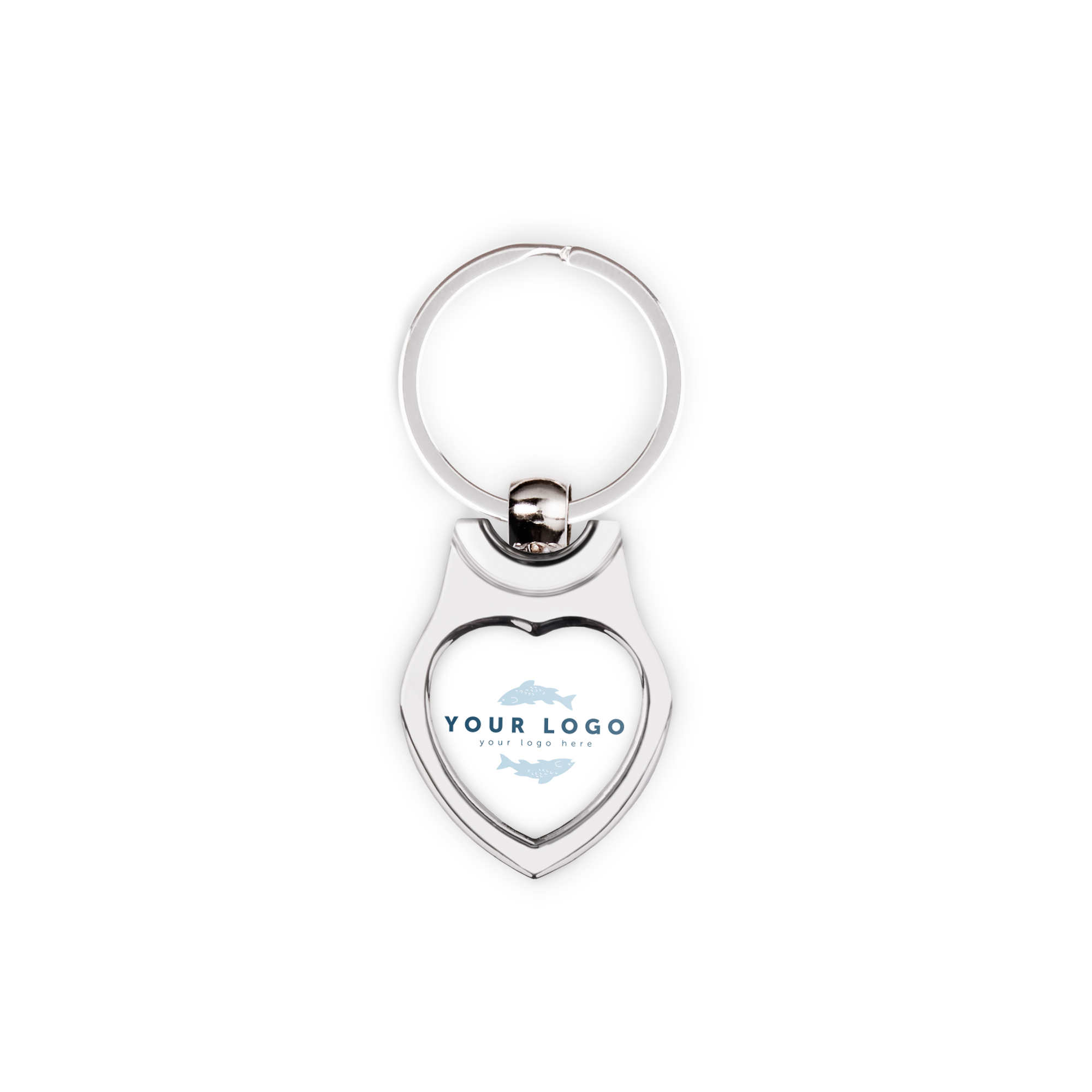 Porte-clés cœur personnalisé avec votre logo imprimé deux petits poissons