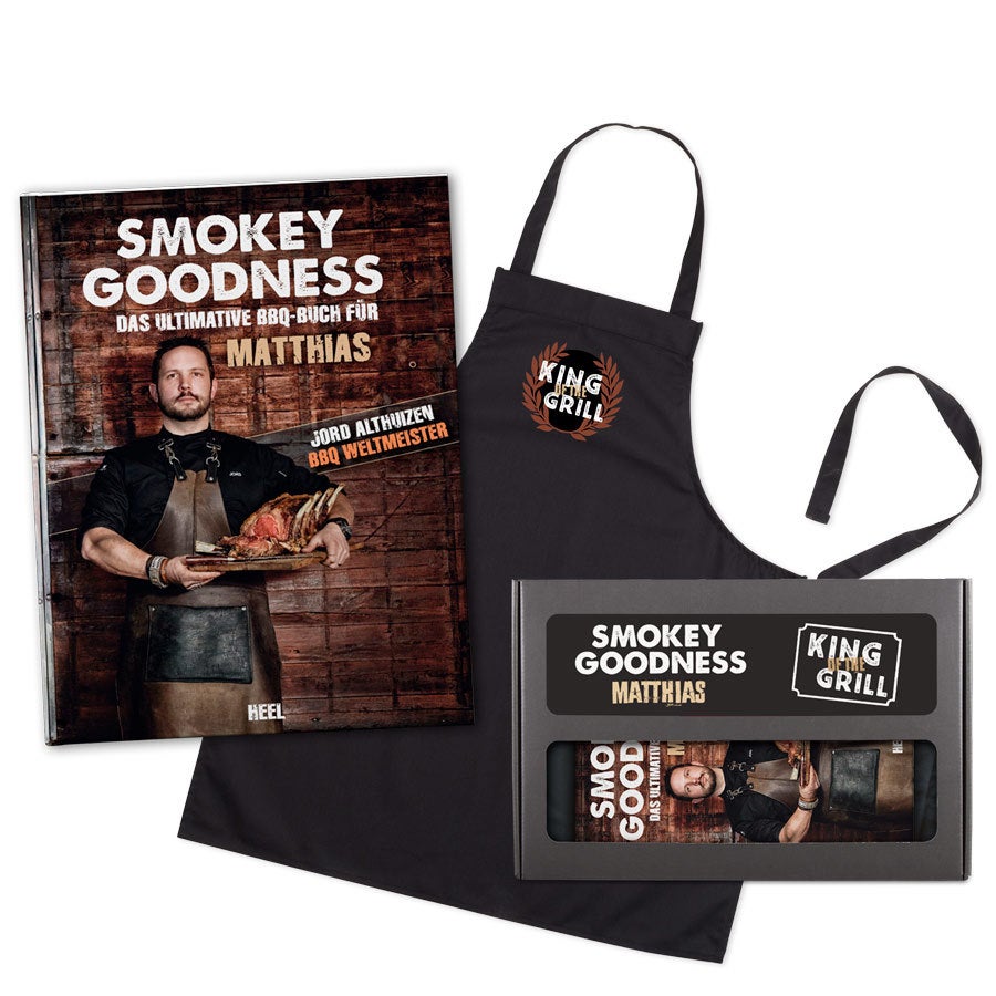 Buch mit Name - Smokey Goodness  - Grillbuch Geschenkset