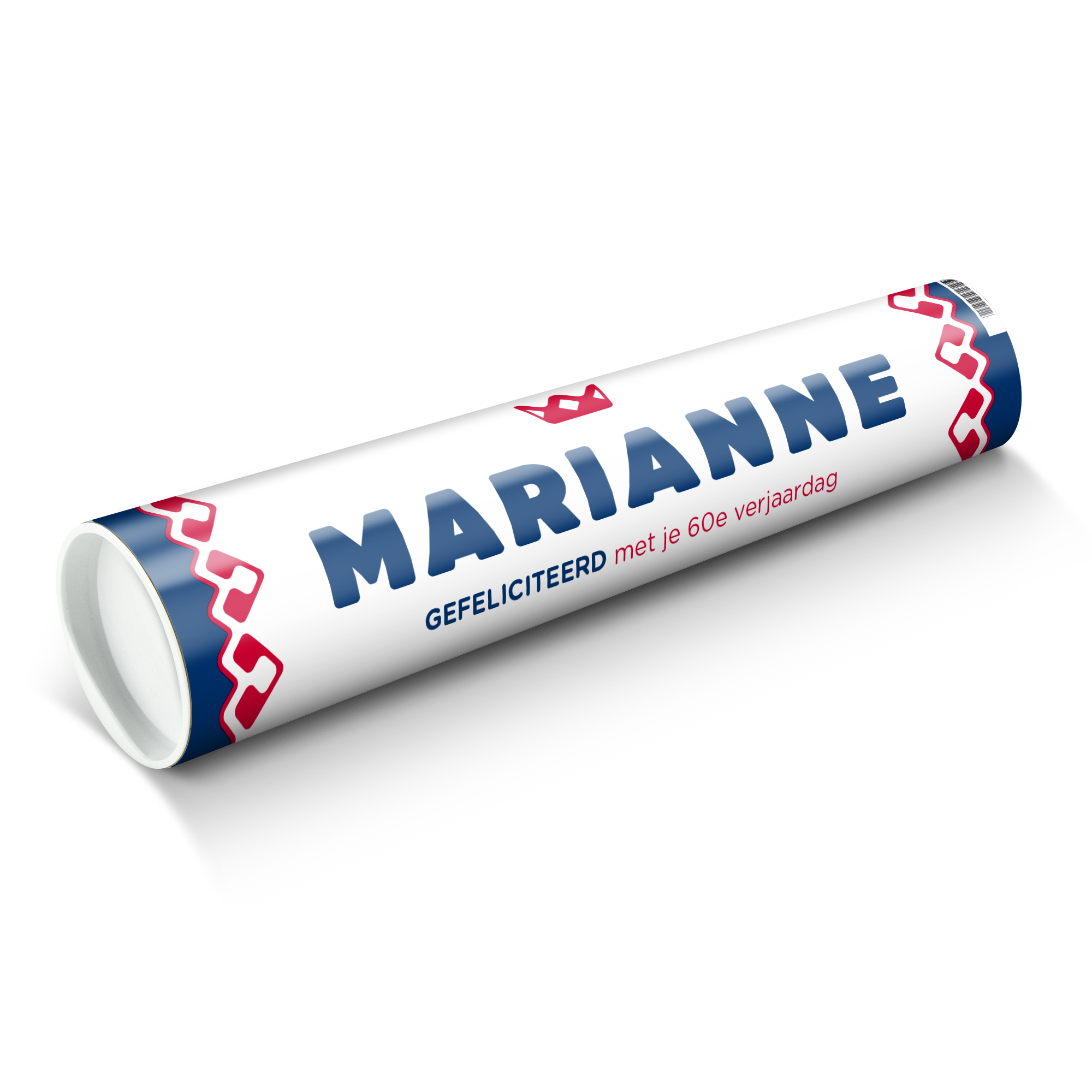 Gepersonaliseerde KING pepermunt XXL rol bedrukt met de naam Marianne en de tekst Gefeliciteerd met je 60e verjaardag.