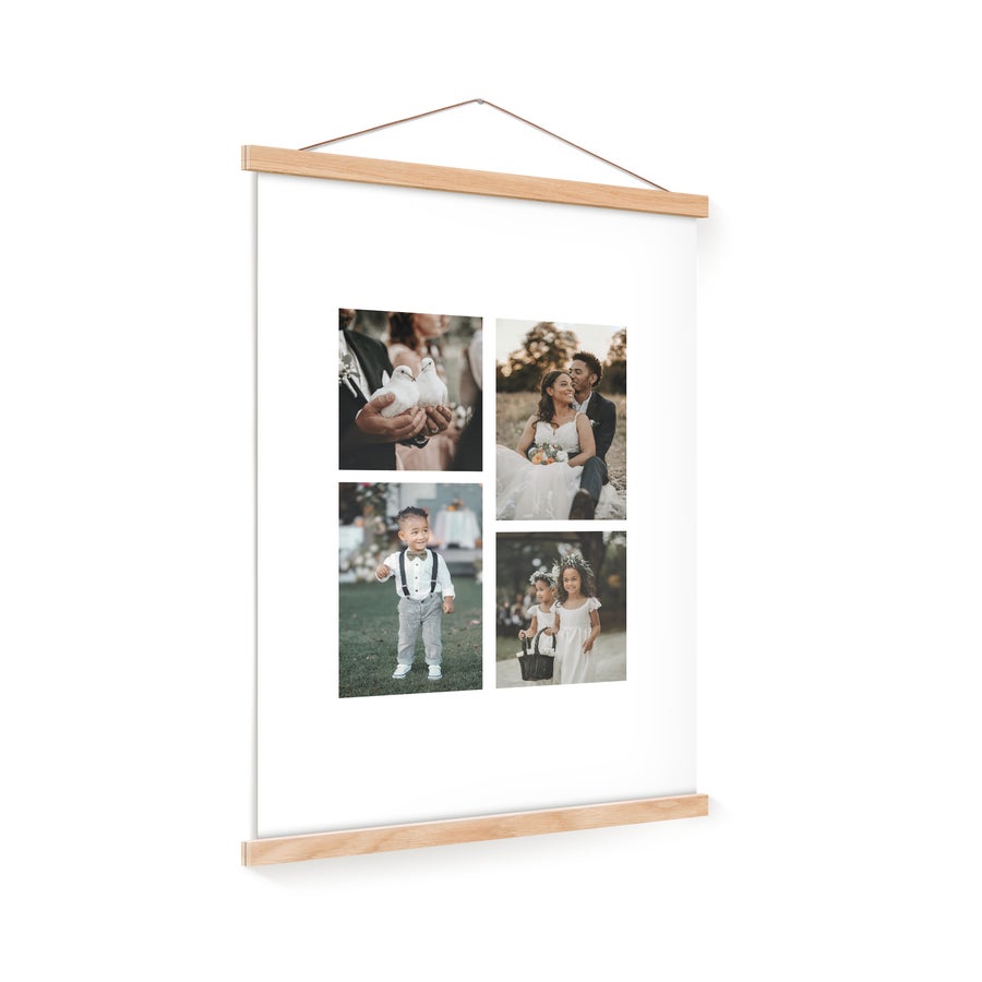 Personliggjort plakat med ophæng af træ - 40x60