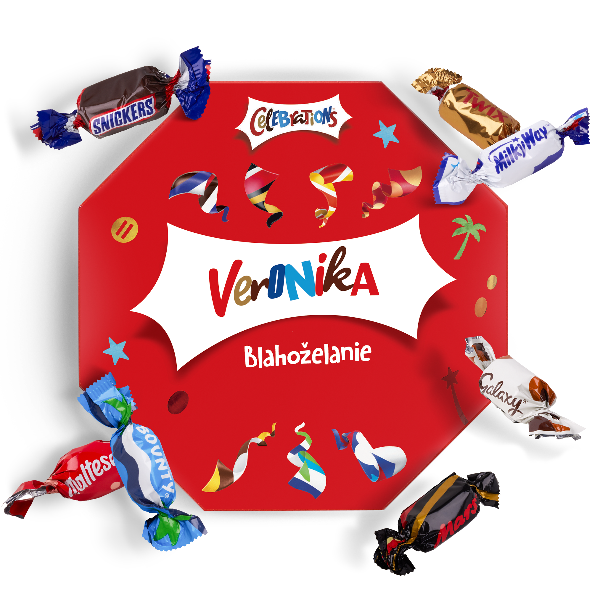 Krabička Celebrations s menom