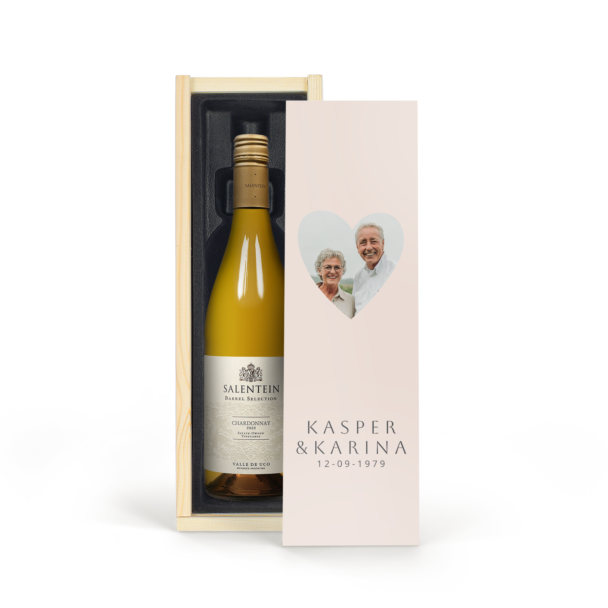 Hvidvin med personlig etikette og trækasse - Salentein Chardonnay