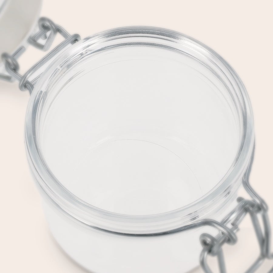 Szklany słoik z pokrywką - spersonalizowany Słoik szklany z pokrywką 200 ml, pusty i otwarty, gotowy do spersonalizowania własnym zdjęciem lub tekstem