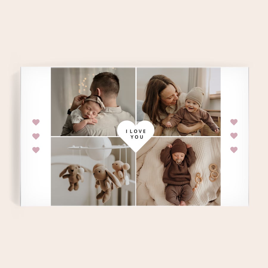 Confezione regalo personalizzata Marte Confezione regalo personalizzata Marte con collage di foto stampato e la scritta I LOVE YOU al centro