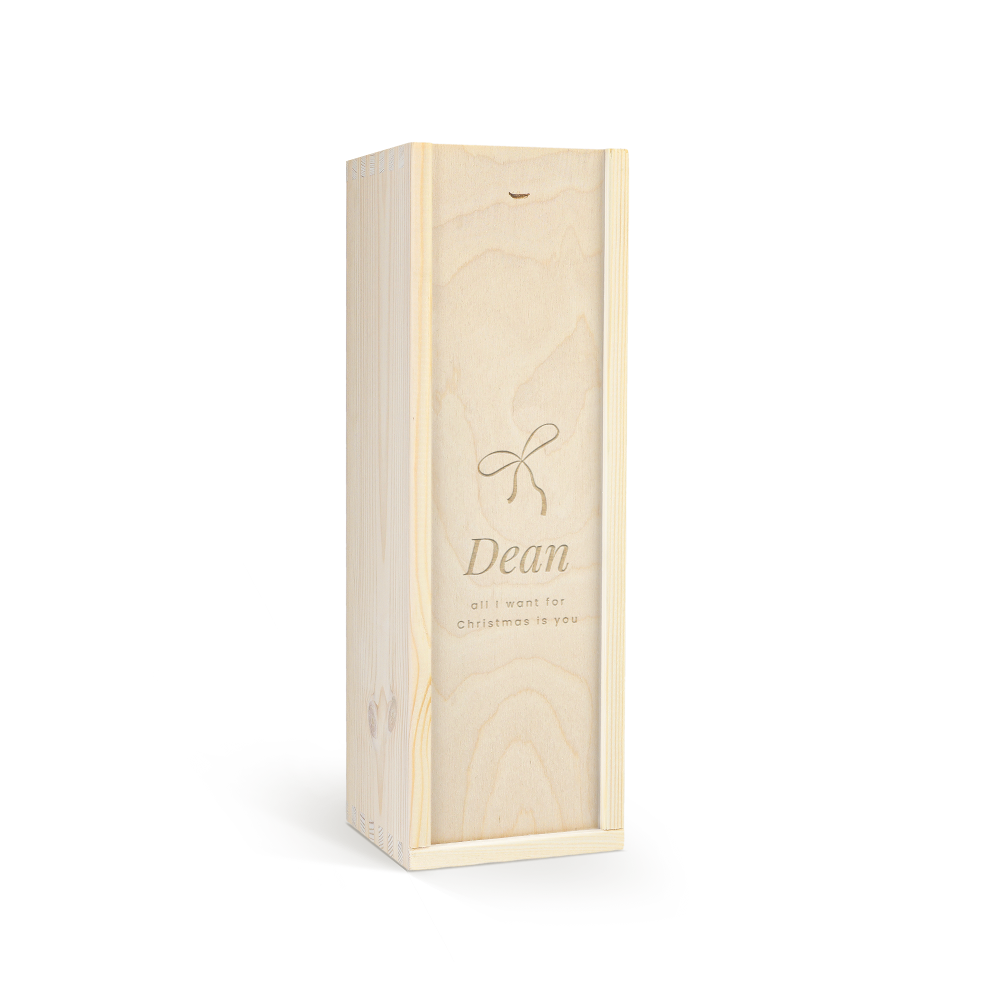 Bottiglia di whisky The Famous Grouse in cassa di legno personalizzata, incisa con il nome Dean e il testo all i want for christmas is you
