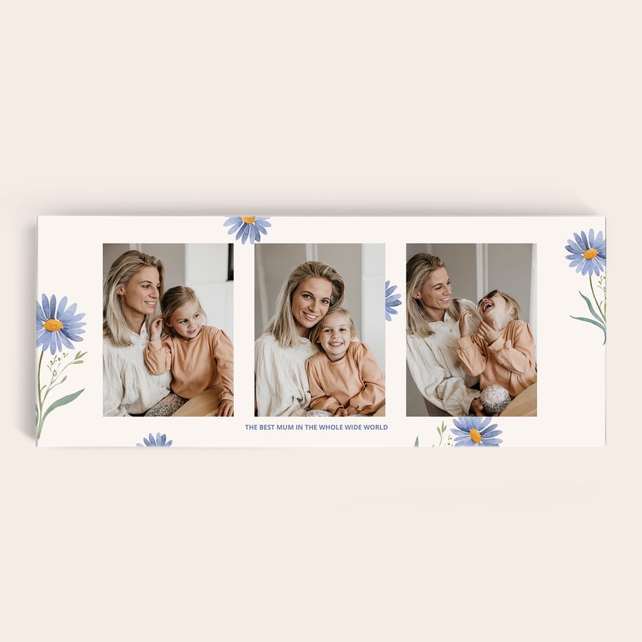 Tabletă de ciocolată personalizată Baton de ciocolată XXL personalizat, imprimat cu 3 fotografii cu mamă și copil și textul The Best Mum In The Whole Wide World