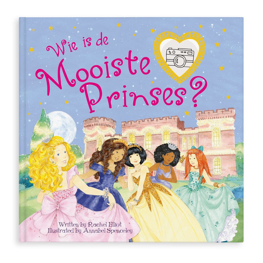 Boek met naam, foto, haar- en oogkleur - Wie is de mooiste prinses? - Hardcover Boek met naam, foto, haar- en oogkleur - Wie is de mooiste prinses? - Hardcover