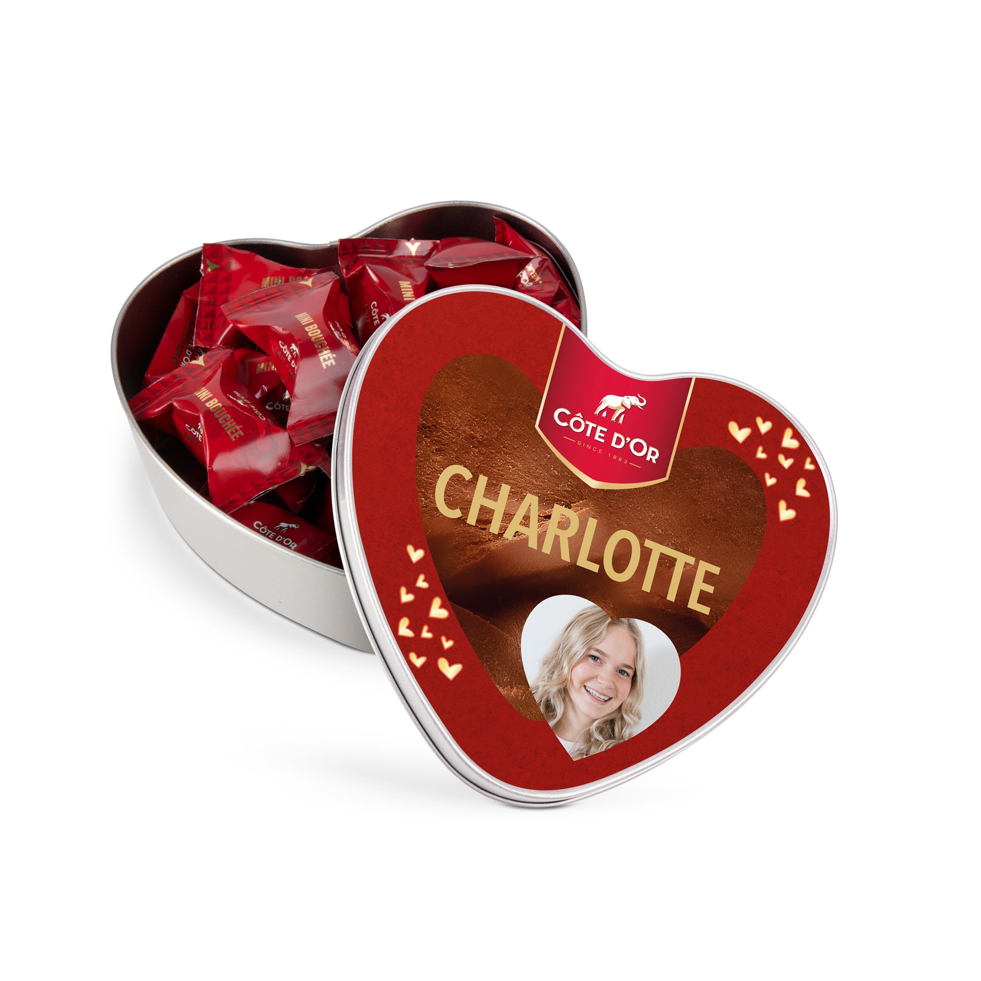 Côte d'Or Mini Bouchée Chocolade Box met naam - Hart