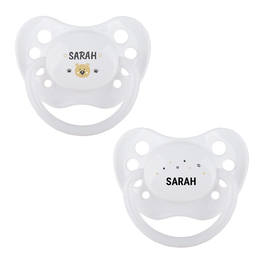Schnuller mit Namen - 2xWeiß