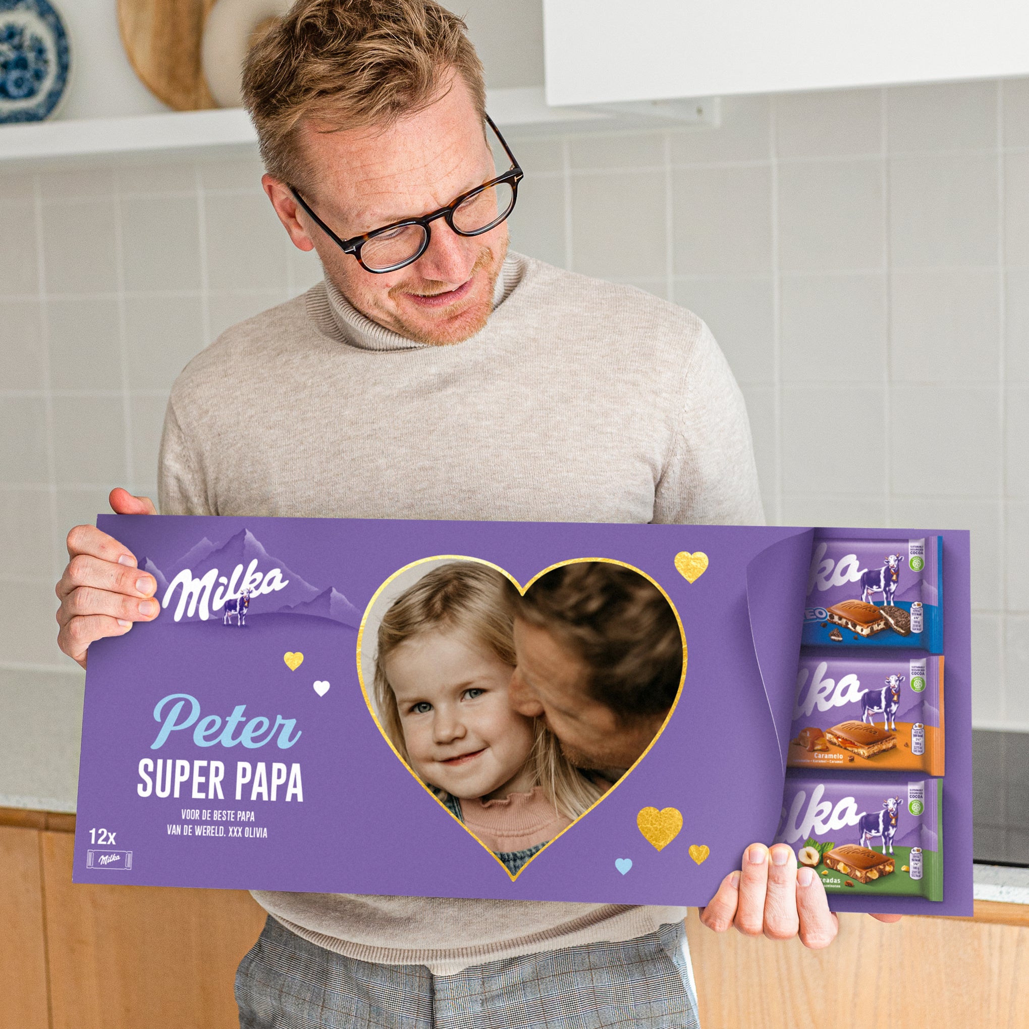 Mega Milka reep met naam en foto bedrukken - 1200 gram