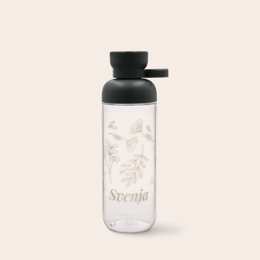 Mepal Vita-Flaschen Transparente Mepal Wasserflasche mit Blumenmuster und dem Namen Svenja, personalisiert mit Text