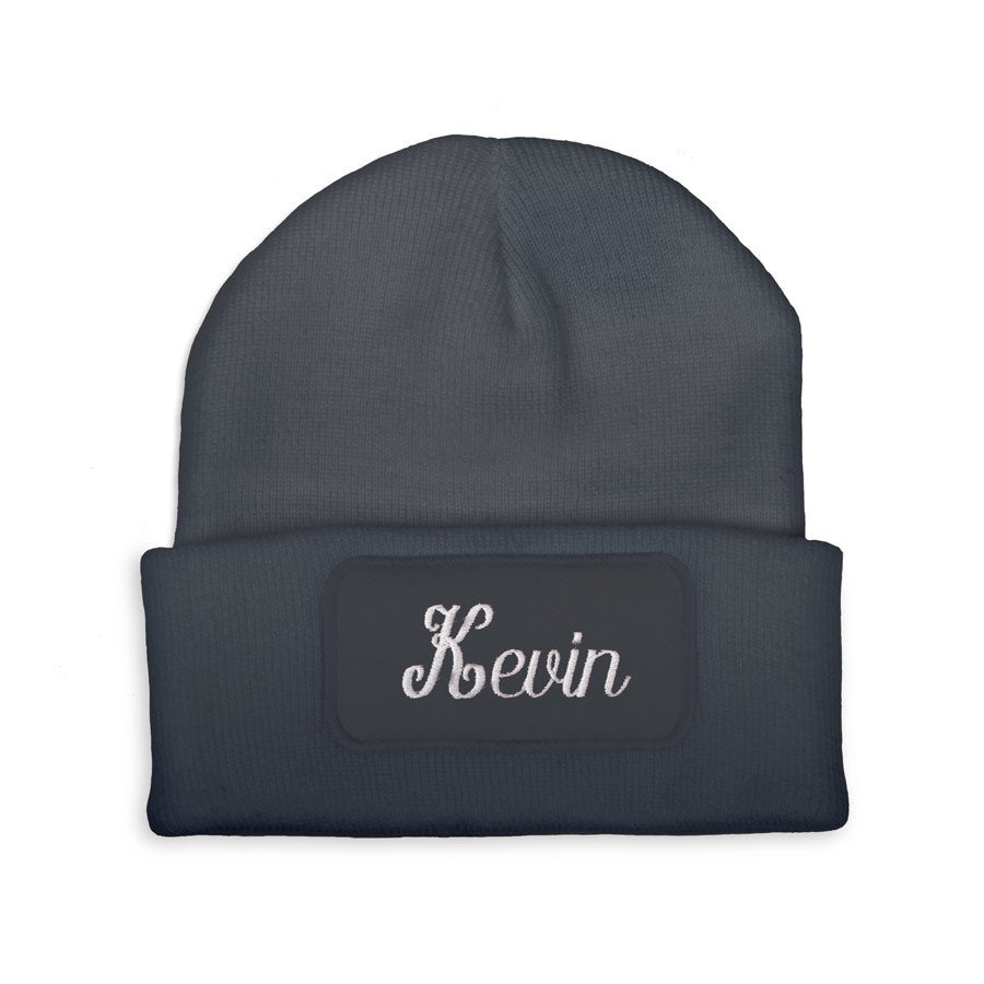 Bonnet brodé - Gris