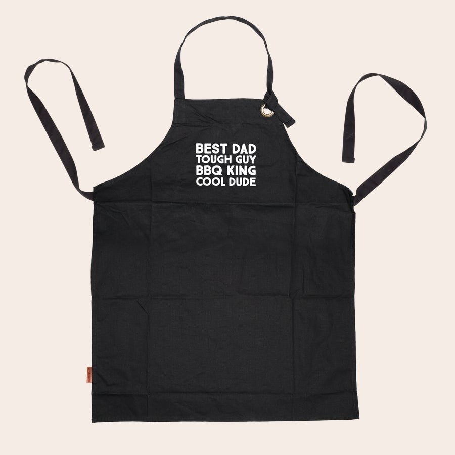 Personalised book - Smokey Goodness Black personalized BBQ gift set apron printed with "Best Dad Tough Guy BBQ King Cool Dude" text