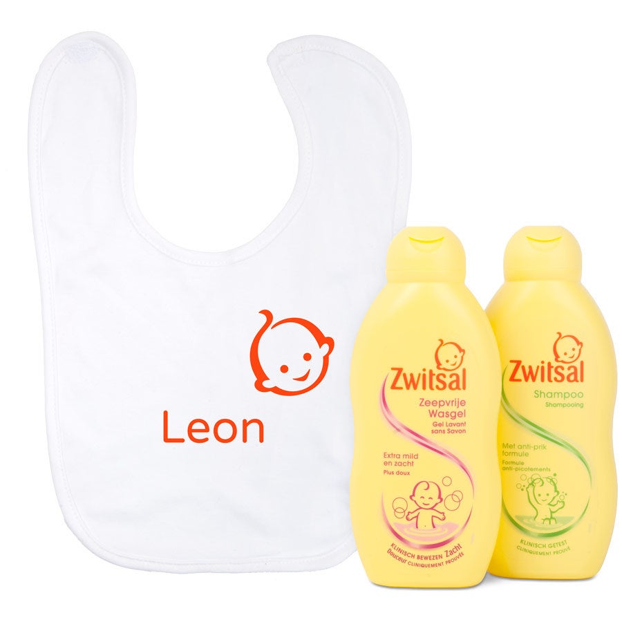 Set cadou pentru bebeluși personalizat Zwitsal - Bib cu nume