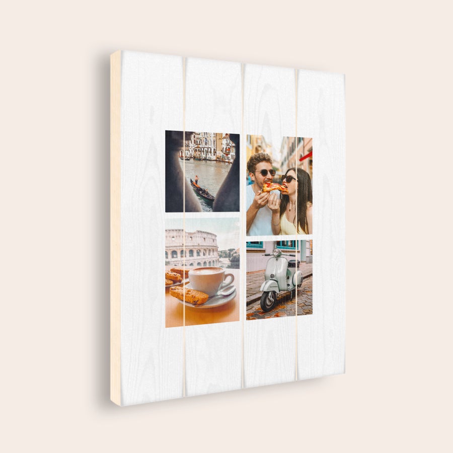 Photo sur bois Photo personnalisée sur planches en bois avec quatre images imprimées des vacances
