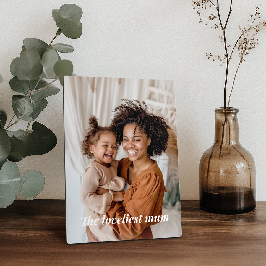 Stampa Fotografica con Supporto Supporto per foto hardboard personalizzato con la tua migliore immagine stampata e la scritta The loveliest mum