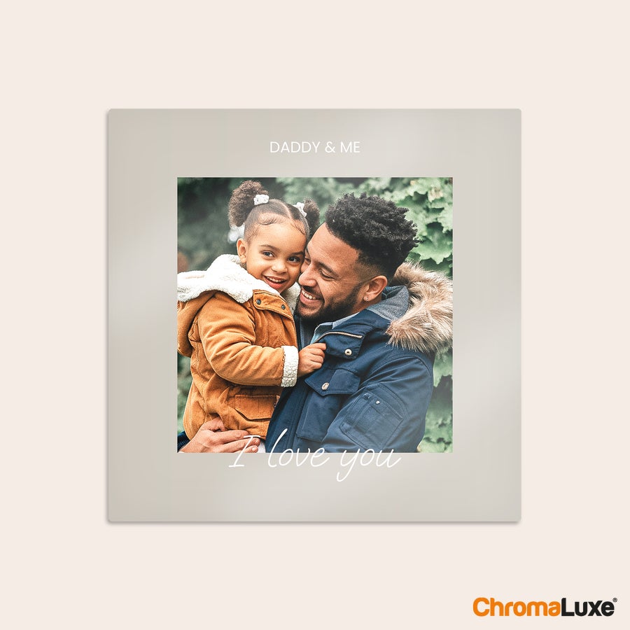 Instagram photo collage Personalized Instagram photo collage on aluminum printed with a photo of a dad and daughter and custom text DADDY & ME and I love you