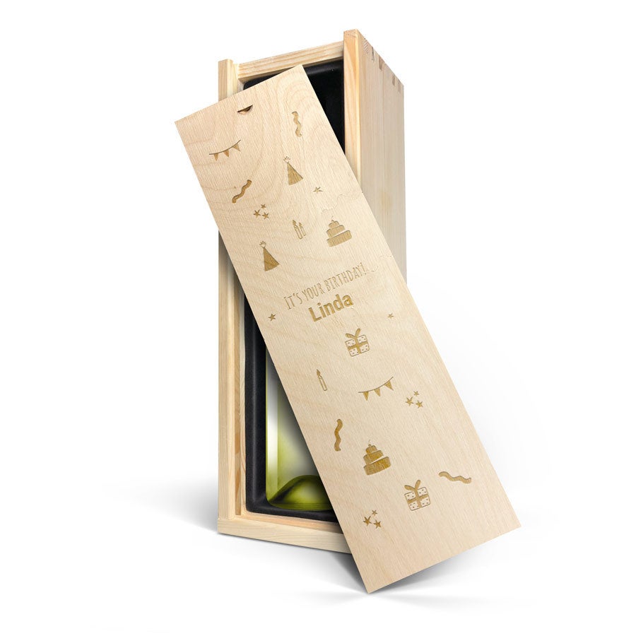 Personalised wine gift - Riondo Pinot Grigio - Engraved wooden case