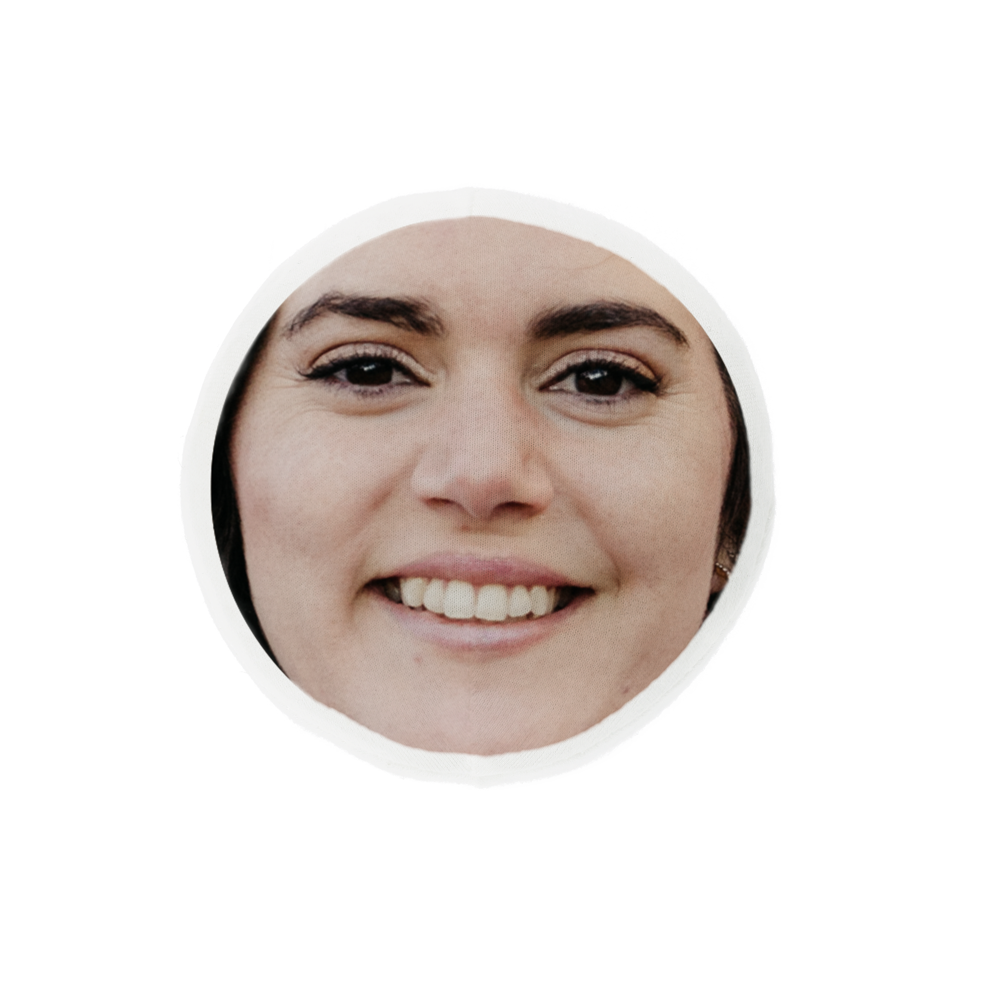 Testa ItsieMe removibile personalizzabile con foto stampata di una donna sorridente, per orsetto ItsieMe