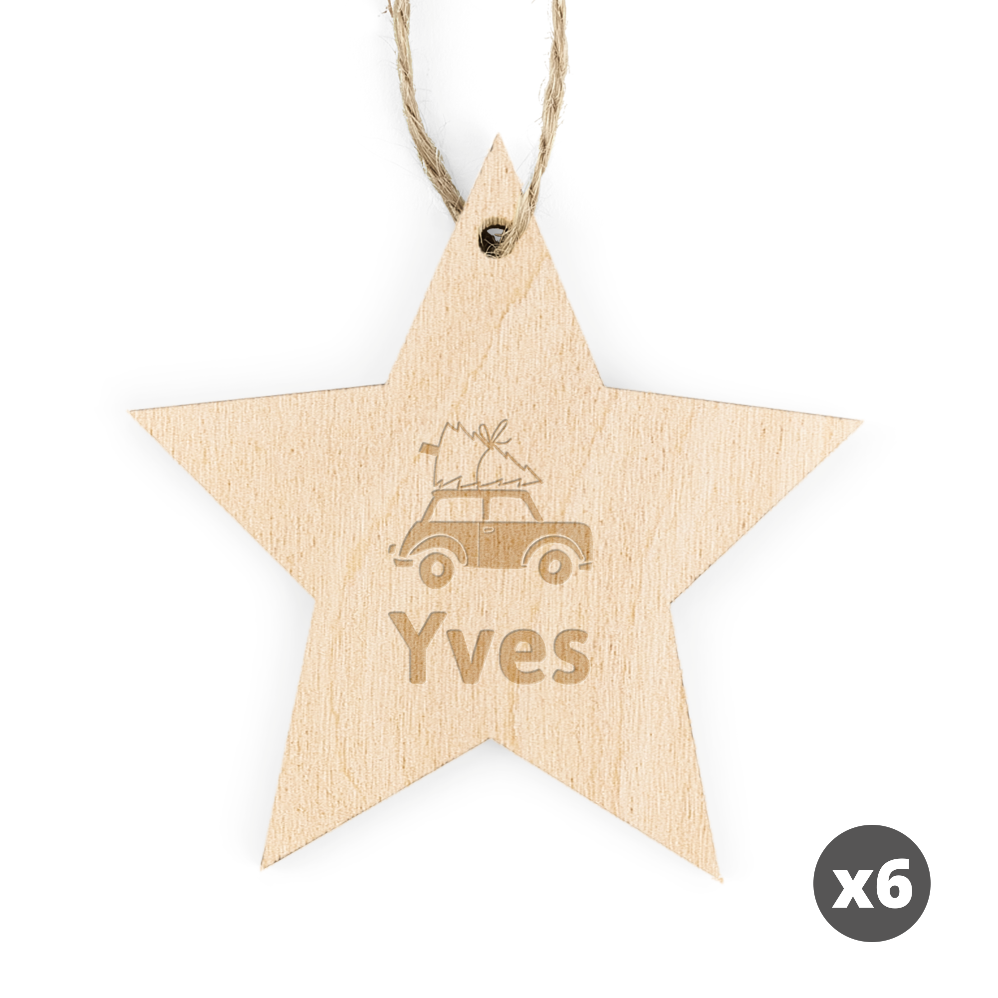 Décorations de Noël en bois avec nom gravé