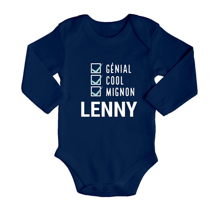Body bébé personnalisé - Bleu marine -  50/56