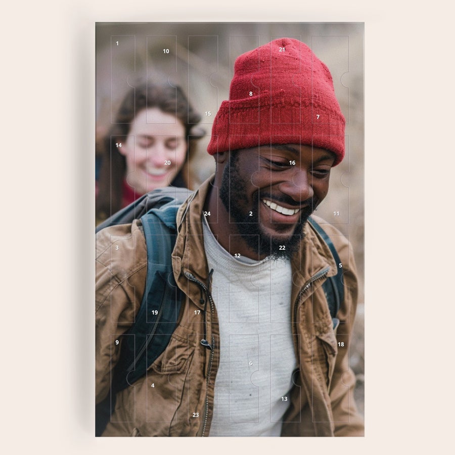Calendrier de l'Avent de l'alcool Calendrier de l'Avent personnalisé imprimé avec photo d'un couple souriant pour surprendre avec une délicieuse boisson