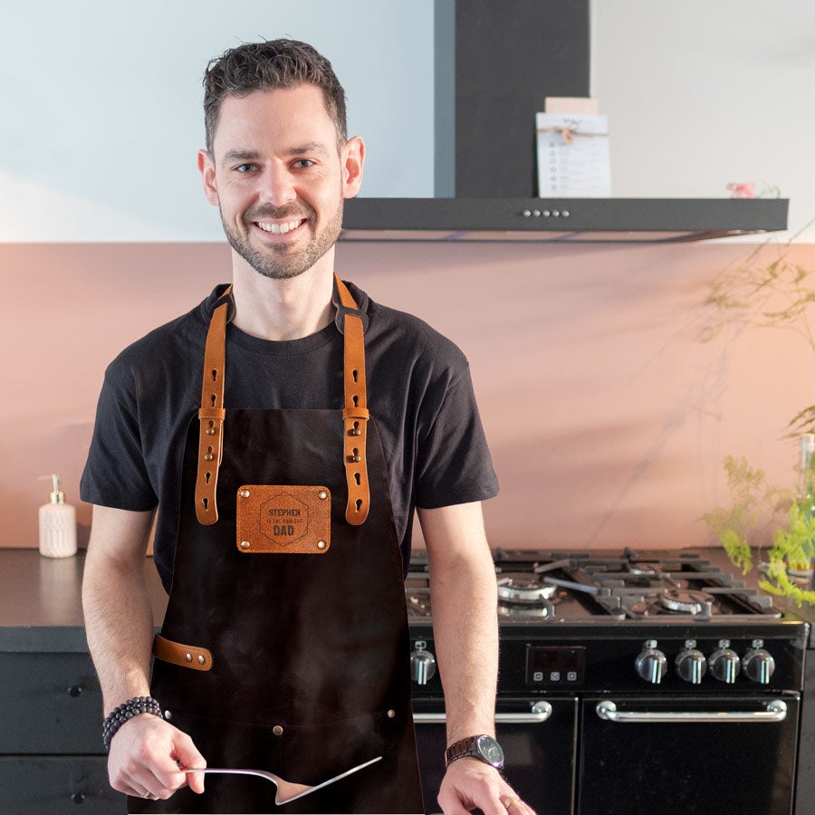 YourSurprise Personalised Leather Apron for Father's Day - Black