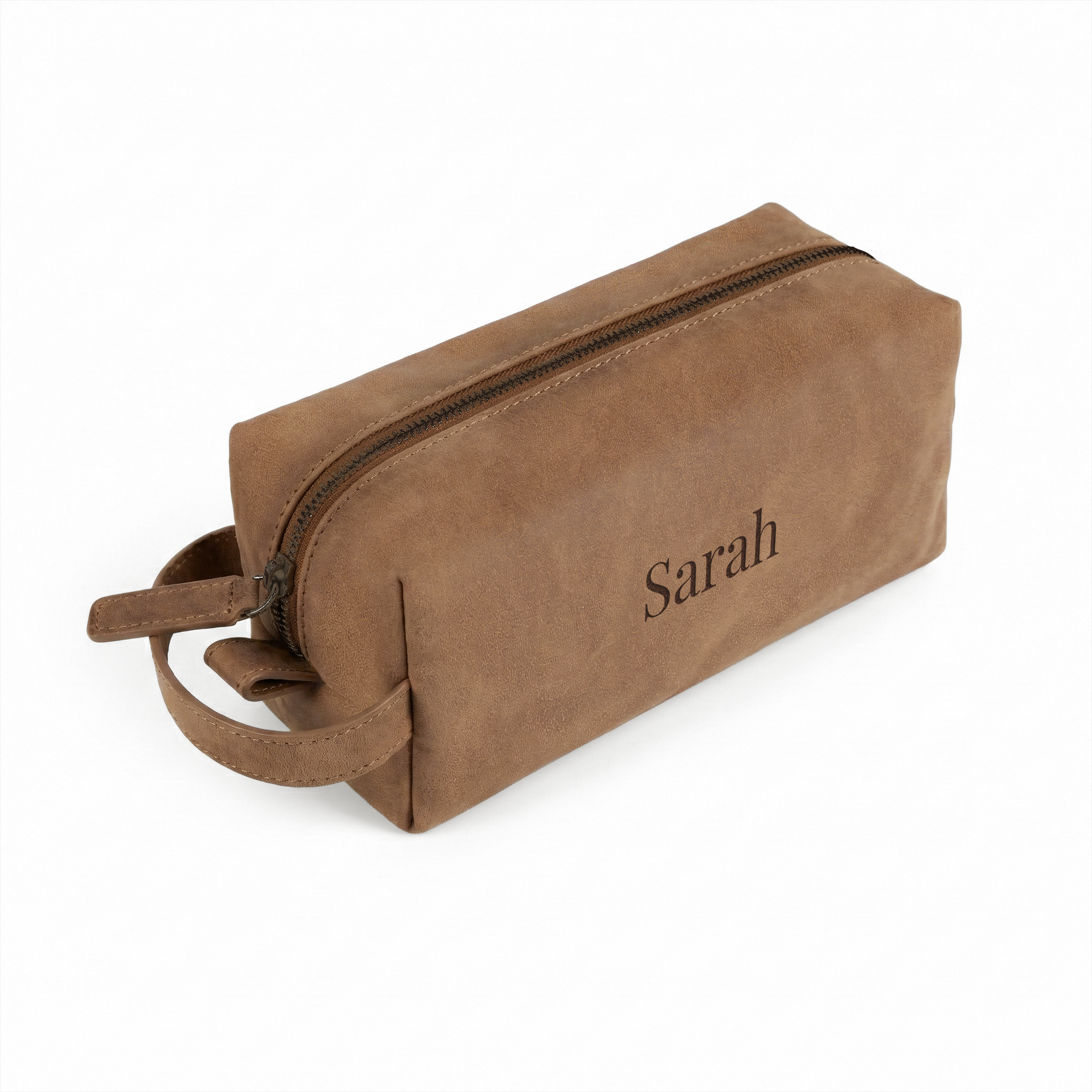 Trousse de toilette en cuir gravé