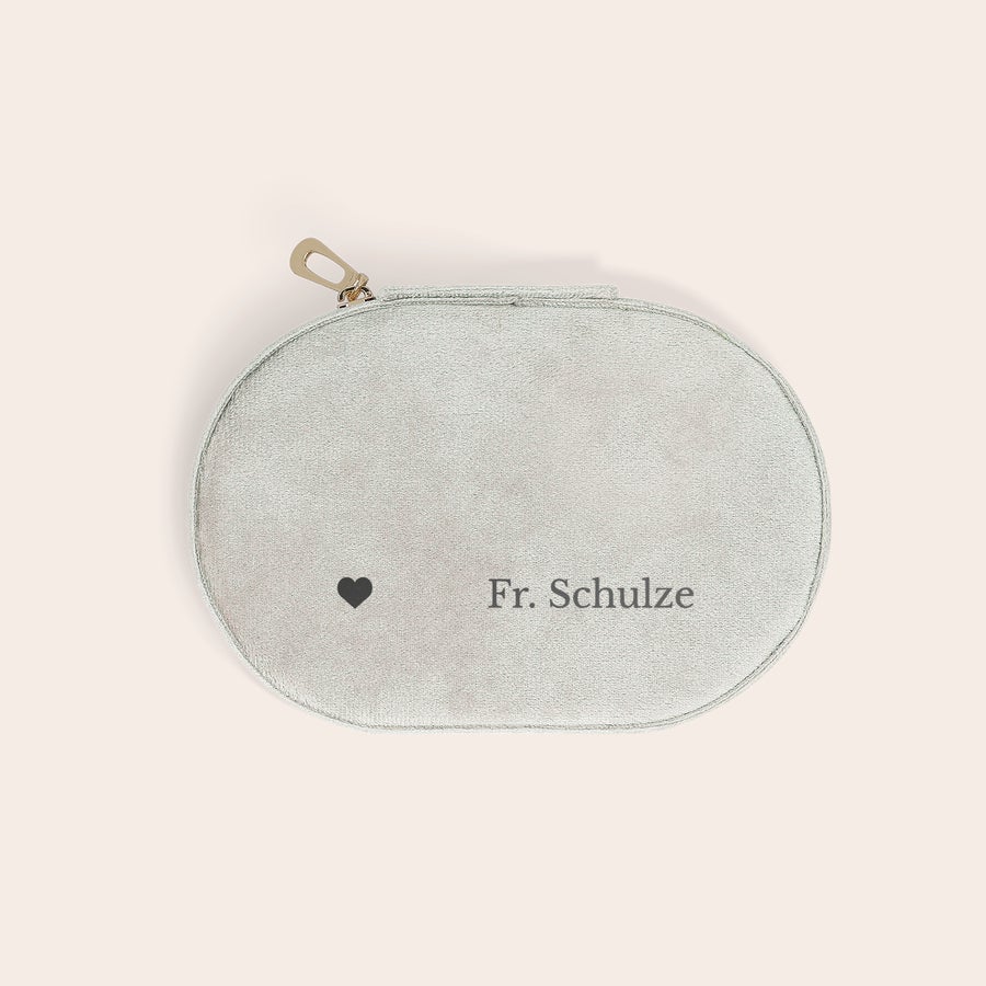 Schmuckkästchen personalisiert Schmuckkästchen personalisiert - Oval - Beige, mit eingraviertem Herz und
