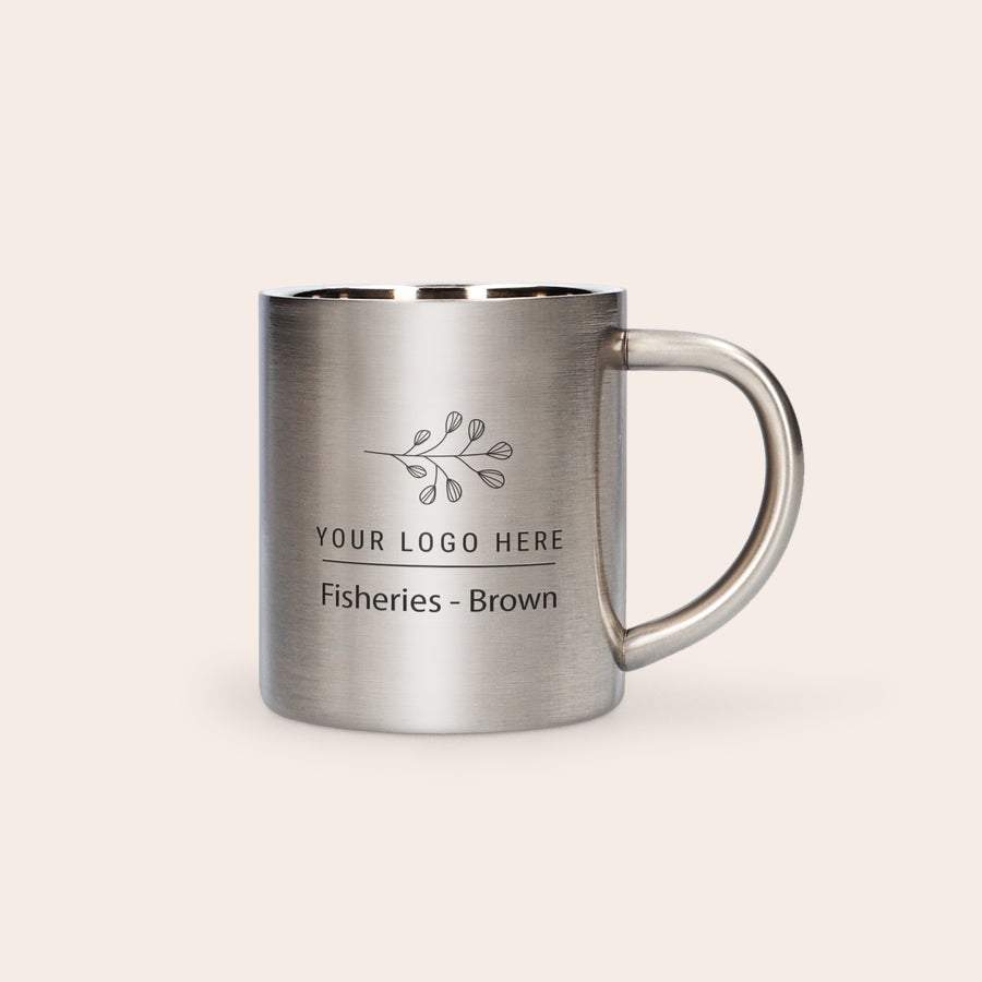 Tazza Personalizzata - Acciaio  Tazza d'acciaio personalizzabile con grafica floreale e testo Your Logo Here stampato come regalo