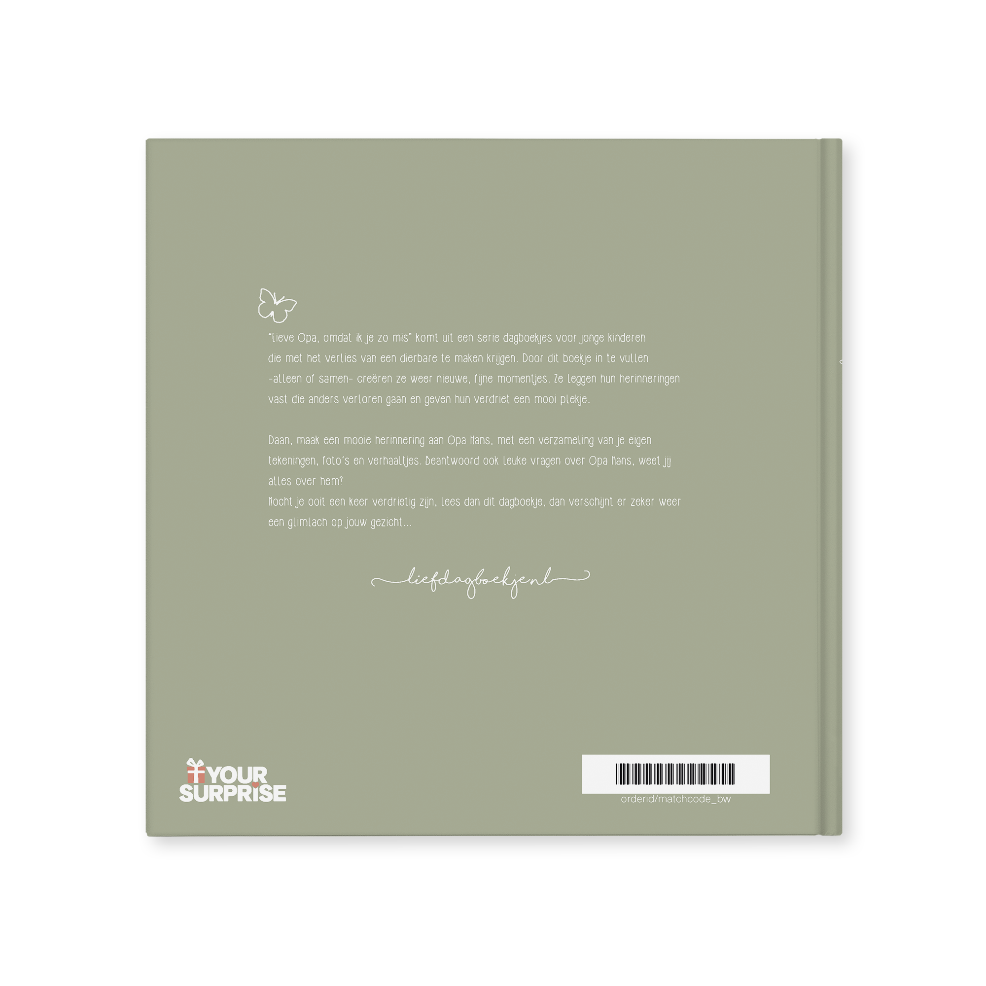 Boek "Lieve Opa, omdat ik je zo mis" met naam