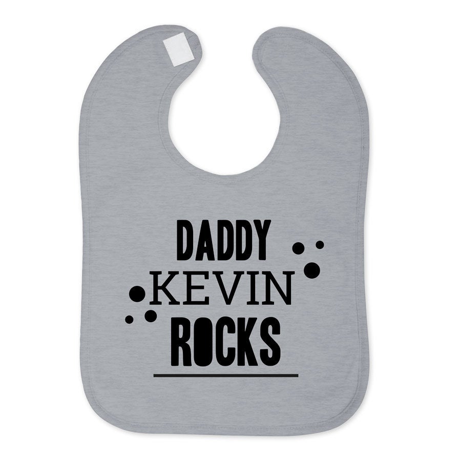 Personalised baby bib - Grey