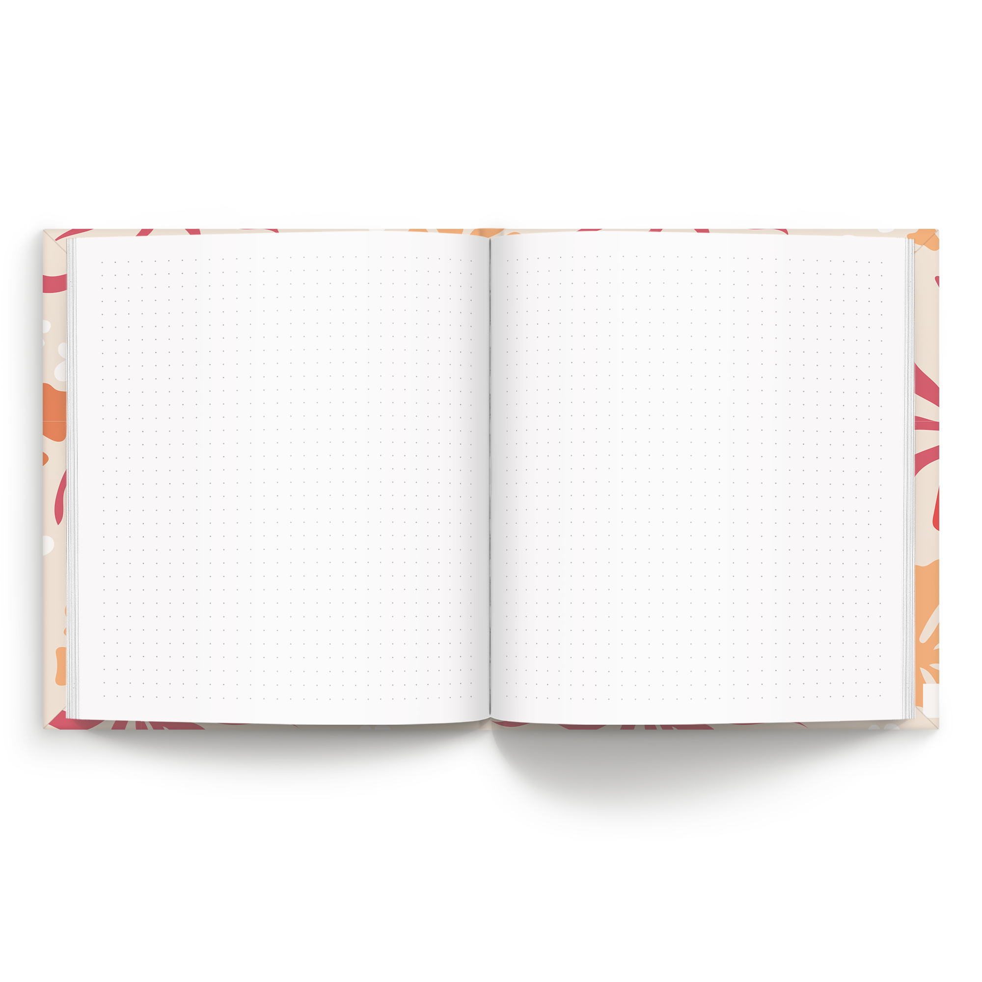 Cuaderno personalizado - Punteado - 17 x 19 cm - Tapa dura, abierto mostrando hojas de puntos.