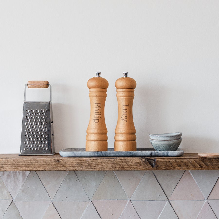 Personalised salt & pepper grinder set - Small - Engraved Personalised salt & pepper grinder set - Small - Engraved