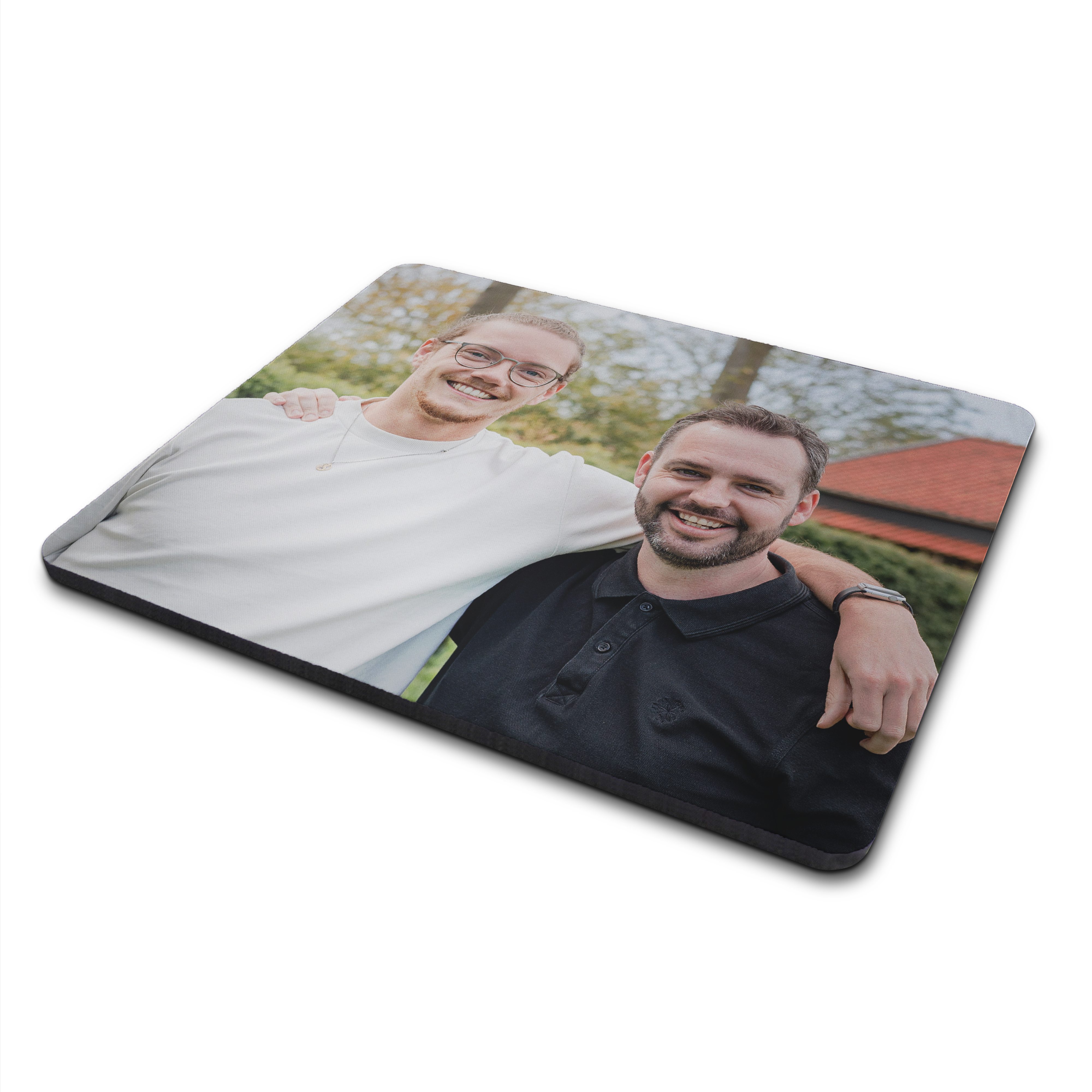 Tapis de souris personnalisé - Classique imprimé avec la photo de deux amis souriants, parfait pour un cadeau.