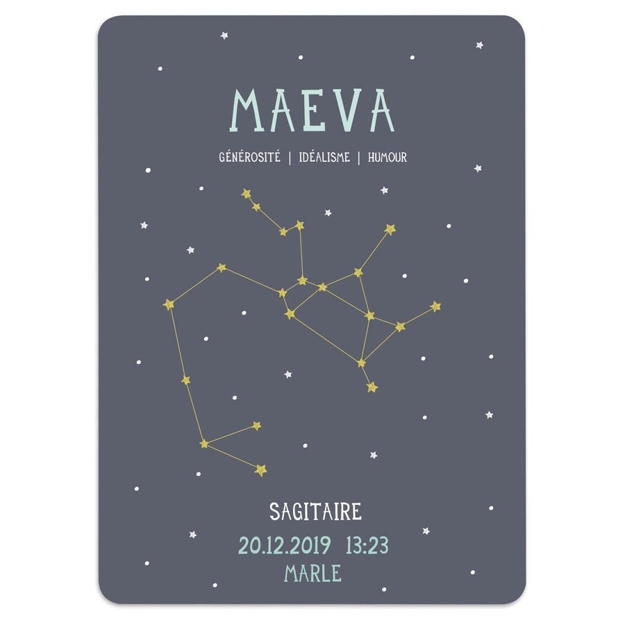 Affiche de naissance Milestone® - Signe astrologique