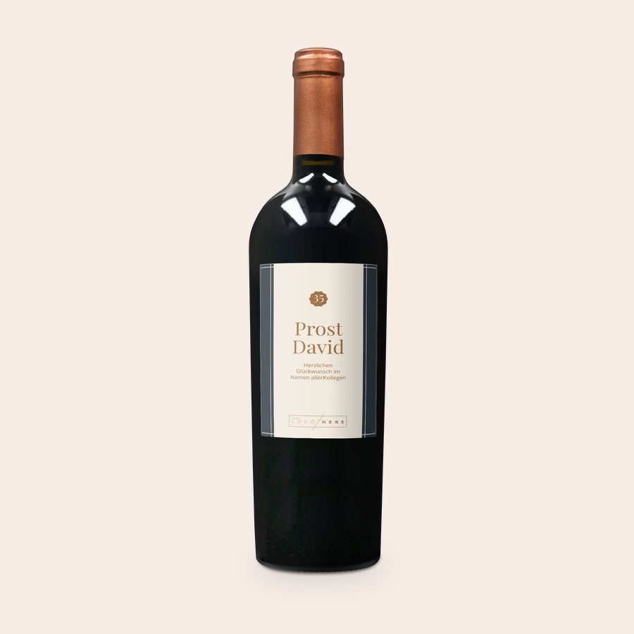 Wein mit eigenem Etikett - Salentein - Primus Malbec Weinflasche Salentein Primus Malbec mit personalisiertem Etikett bedruckt mit Prost David und Glückwünschen als Geschenk