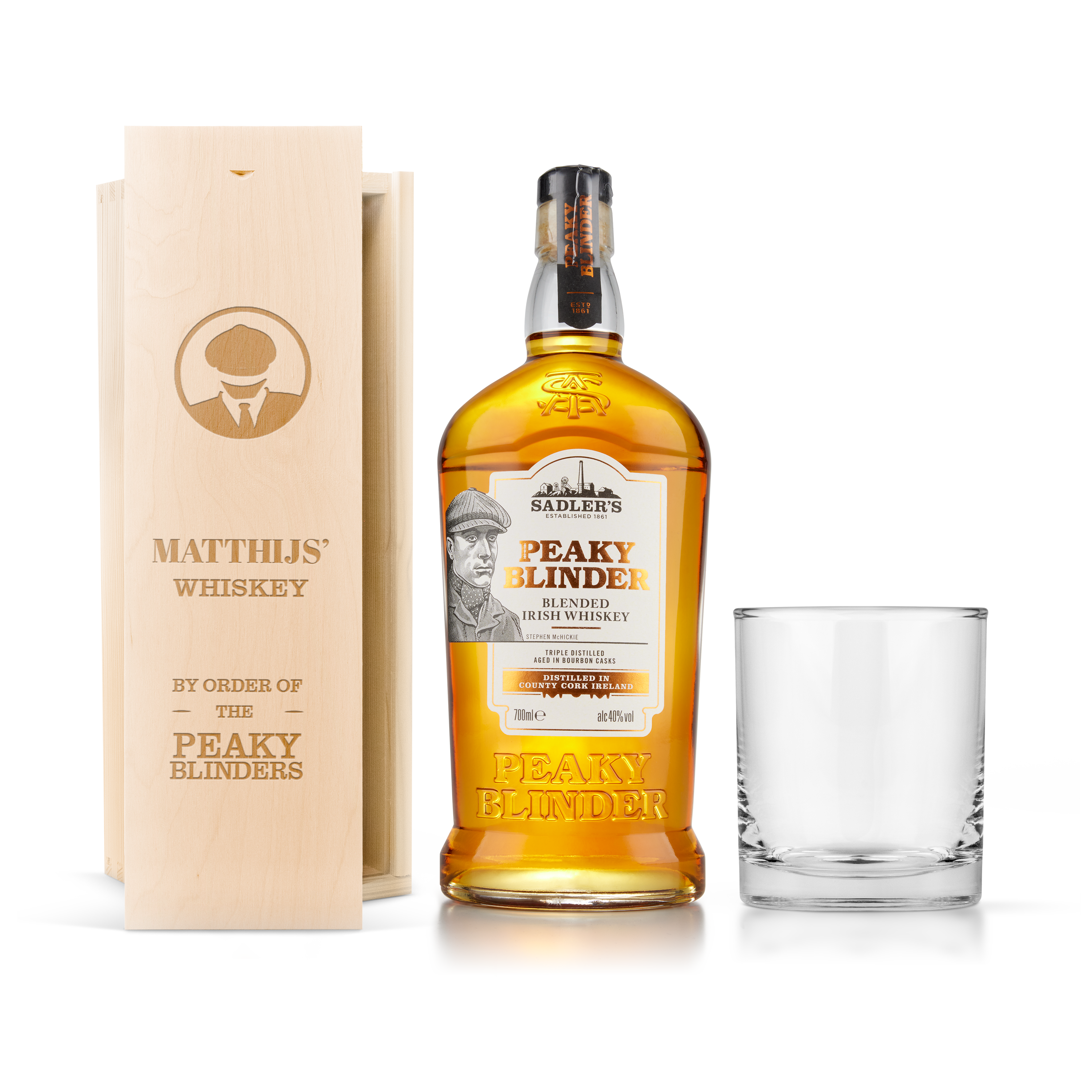 Peaky Blinders whiskey w grawerowanej skrzynce