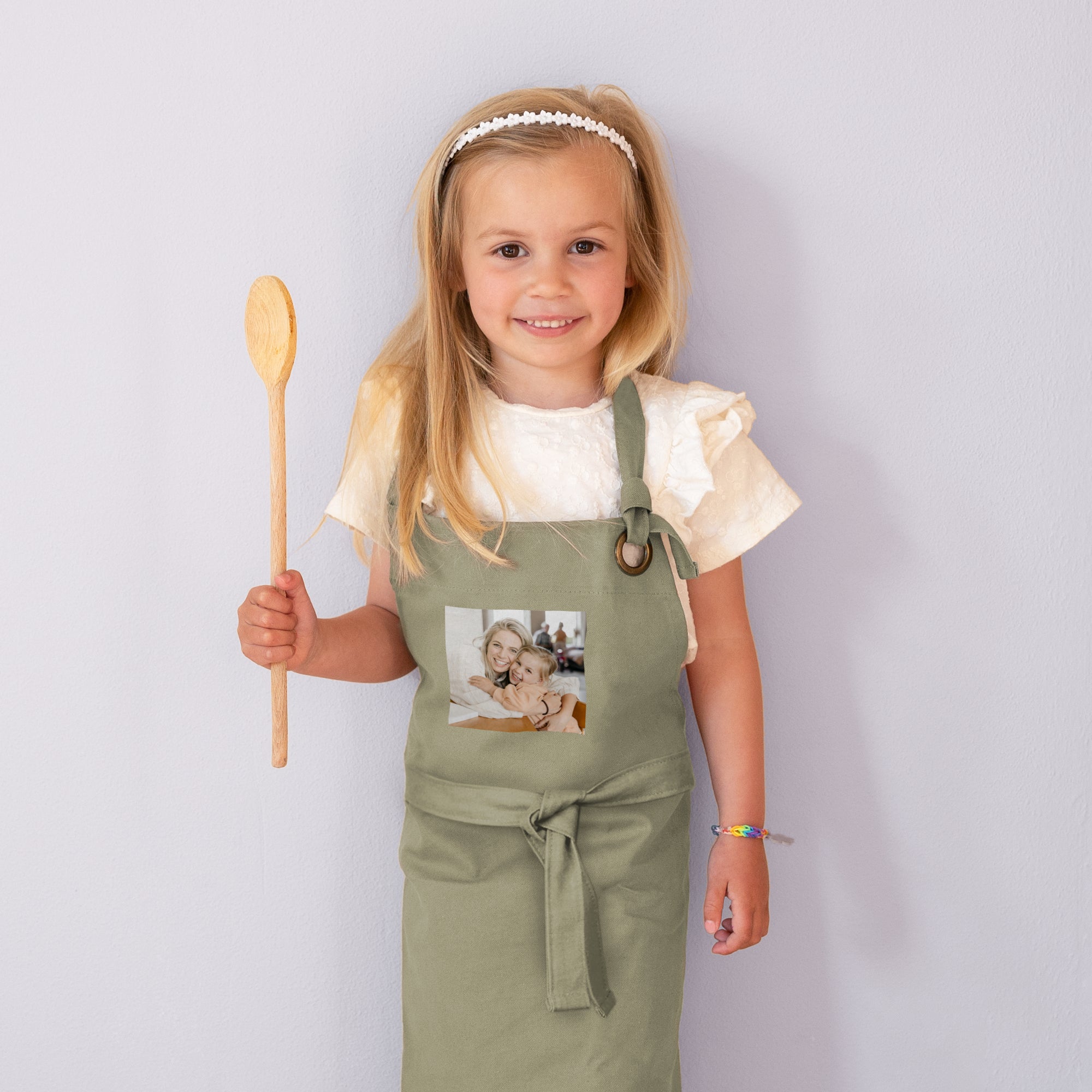 Personalised children's apron - Khaki green