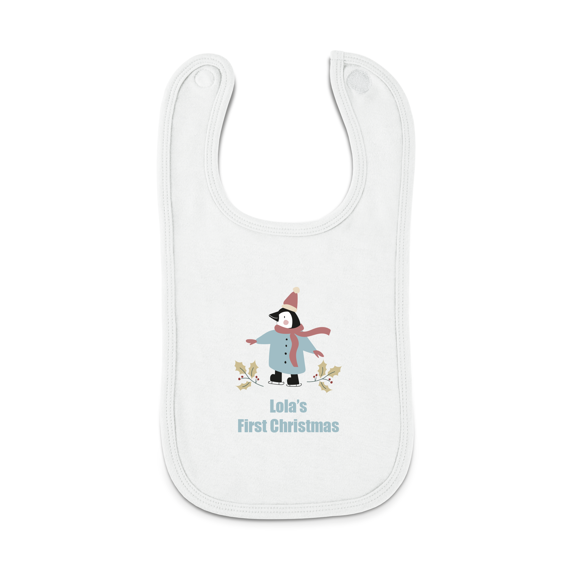 Babero personalizado - Primera Navidad - Blanco