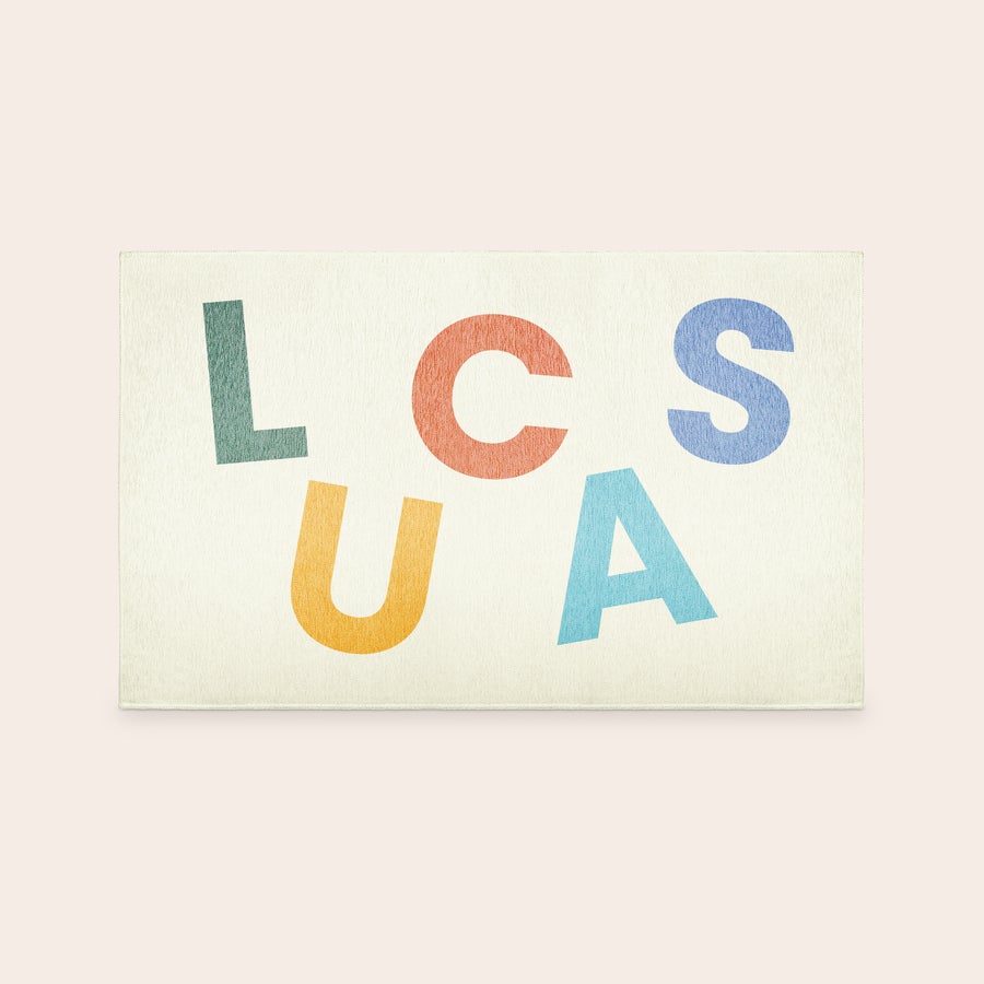Printed Play Mat Personalized play mat printed with colorful letters L C S U A for a fun design