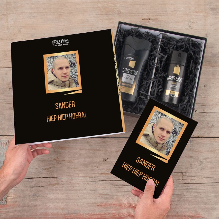 Gepersonaliseerde Axe geschenkset - Bodywash & deodorant - Met bullet journal - Gold
