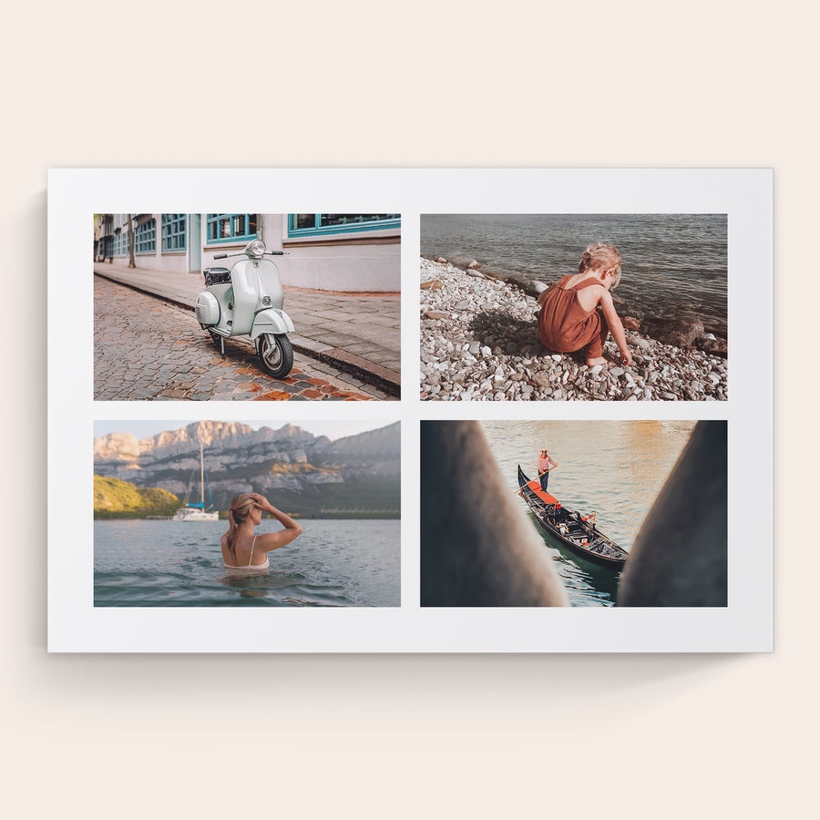 Lerretsbilde Personlig tilpasset lerretsbilder med fire egne favorittbilder trykt som en collage, perfekt for å vise minner.