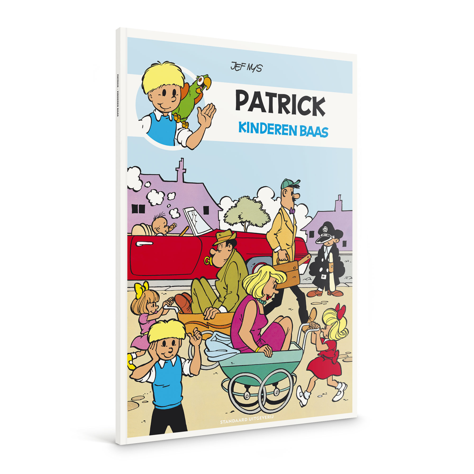 Persoonlijk stripboek - Jommeke Kinderen Baas softcover met aanpasbare naam Patrick en andere Jommeke figuren op de voorkant.