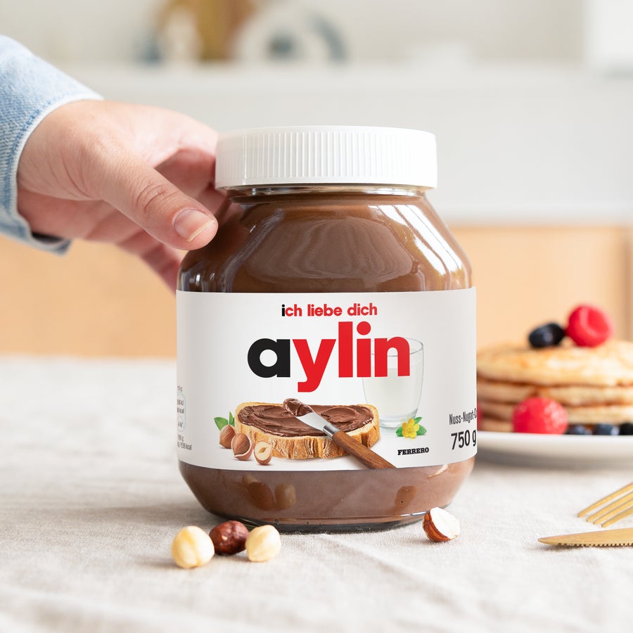 Personalisiertes nutella®-Glas Ein nutella Glas 750 gramm personalisieren Original mit dem Namen Aylin und