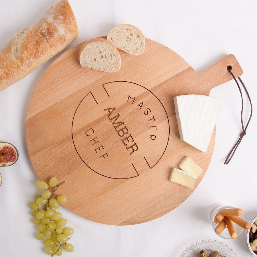 Houten serveerplank graveren - Beuken - Rond (M)